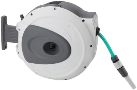 Retractable Garden Hose Reel, Wall Mounted with Auto Rewind, Swivel Bracket, 65.6 ft Hose, Multi-Pattern Nozzle, Any-Length Lock - Image 2
