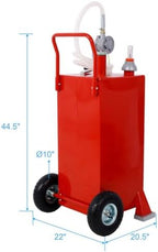30 Gallon Fuel Gas Caddy, Portable Fuel Transfer Tank with Manual Rotary Pump, 8 FT Kink-Free Hose, Anti-Static Grounding Clamp, Fuel Level Gauge and Wheels for Gasoline Diesel Car ATV Mower Tr - Image 2