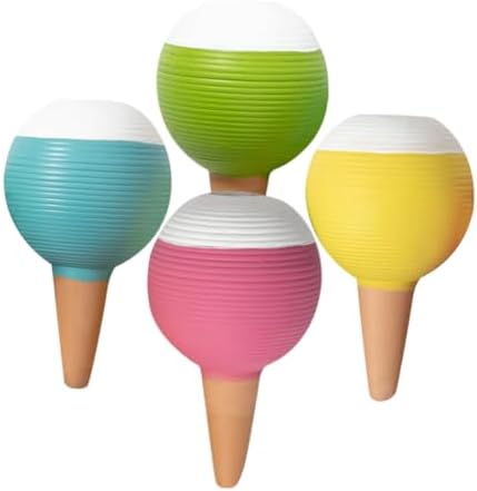 4pcs Terracotta Watering Globes Self-Watering Spikes for Indoor and Outdoor Plants, Drip Irrigation Plant Stakes for Potted Gardens, Automatic Watering Device Set by IWOWHERO