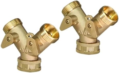 1PCS 3/4'' Heavy Duty Brass Garden Hose Connector Tap Splitter 2 Way Hose Spigot Adapter With 2 Valves Y Watering Irrigation Joints(D) - Image 4