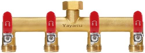 4 Way Garden Hose Splitter, 3/4" GHT Outdoor Water Spigot Splitter by Yayamz