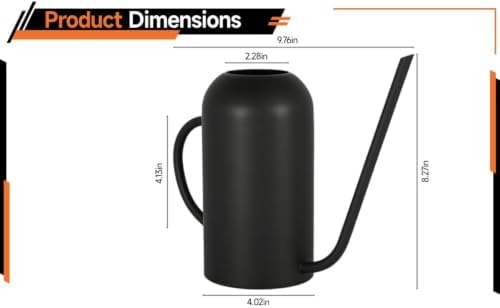 Watering Can for Indoor Plants, 50.7 fl oz (1500 ml) Stainless Steel, Vintage Metal Style, Black Matte Finish, Long Spout for Precise Water Flow, Fits Gardens and Houseplants in Daily Care - Image 4