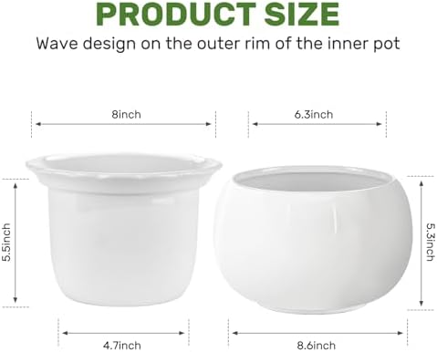 8 inch Self Watering Ceramic African Violet Pot for Indoor Plants - Image 2