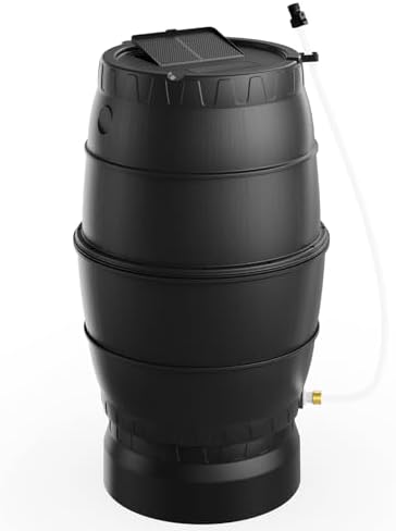 45 Gallon Rain Barrel with Stand for Gutter Rainwater Collection, BPA-Free Water Storage Barrel with Mesh Screen, Spigot and Overflow Valve for Garden Watering and Outdoor Use by EJWOX