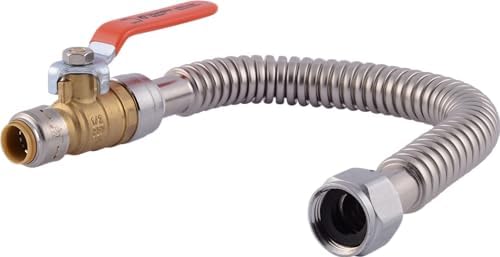 SharkBite Max 1/2 Inch x 3/4 Inch FIP x 18 In. Corrugated Flexible Water Heater Connector, Push to Connect Brass Plumbing Fitting, Stainless Steel, URSS3068FX18BV by SharkBite