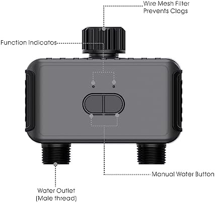 GIEX WiFi Sprinkler Timer, Smart Garden Hose Water Timer, 2.4GHz WiFi & Bluetooth, Rain Delay, Manual Watering, App & Voice Control, Compatible with Alexa & Google Assistant (WiFi 2-Zone Sprinkler) - Image 3