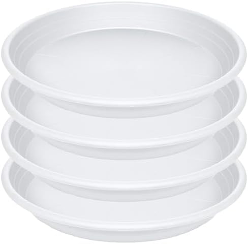 4 Pack of 16 inch Plant Saucer, Large Plant Tray, Heavy Sturdy Plant Drainage Tray for Indoors, Bird Bath Bowls, Sturdy 18 inch Plastic Pot Tray for Planter (White) by Unknown