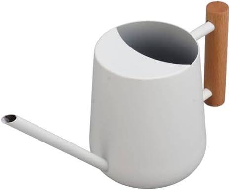 Watering Can for Indoor Plants, Small Watering Cans for House Plant Garden Flower,Watering Can 900ml Stainless Steel Long Spout Wooden Handle Elegant Flower Watering Pot (White) - Image 2
