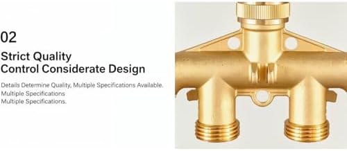 Brass 4-Way Garden Hose Splitter, Heavy Duty 4 Outlet Ball Valve Manifold, 3/4" Standard Hose Connector, Independent Shut Off Valve, Outdoor Water Distributor for Yard, Lawn, Garden Irrigation - Image 7