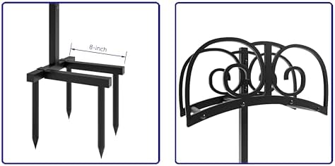 Upgraded Garden Hose Holder Stand with 4 Spikes - Heavy Duty Metal Water Hose Reel, Hose Organizer, Holds 150ft Hose for Outside Yard Lawn, Black - Image 4