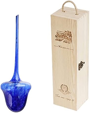 Plant Watering Globes Automatic Glass Watering Bulbs, Glass Ball Planter, Garden Watering Cans Glass drip System, Single Wood Wine Box for Gifting and Storage (Blue) by ACEVER--LivewithSmile