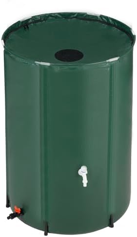VINGLI 100 Gallon Collapsible Rain Barrel, Portable Water Storage Tank, Rainwater Collection System Downspout, Water Catcher Container with Filter Spigot Overflow Kit by VINGLI
