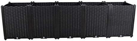Hershii Plastic Raised Garden Bed Planter Kit DIY Indoor Outdoor Rectangular Vegetable Herb Flowers Planting Extra Deep Container Box Gardening Decoration Gift for Patios, Lawn, Yard, Porch - Black by FineLivingStartingwithaHome