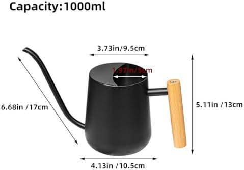 Watering Can and Long Spout Stainless Steel with Wooden Handle 1000ml - Image 5