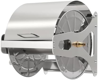 Garden Hose Reel Cart, Portable Stainless Steel Watering Storage Rack, Holds Up to 229ft 1/2 Inch Hose, Ideal for Lawn Care and Car Wash Water Pipe Organization by Unknown