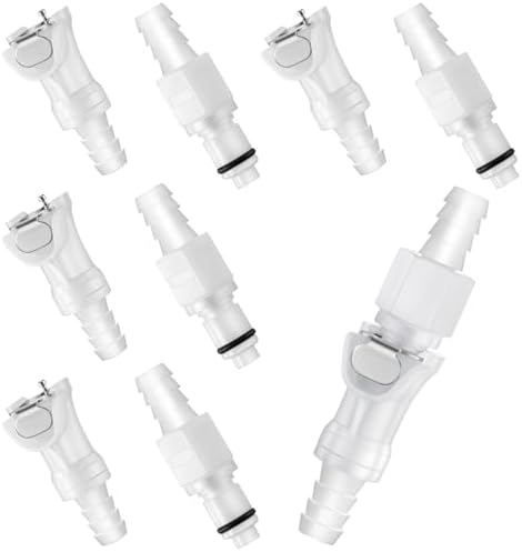 Chunful 10 Pcs 3/8" Quick Disconnect Connect Hose Barb Insert Fittings Plastic Male Female Coupling Connector 5 Female and 5 Male Connectors by Chunful