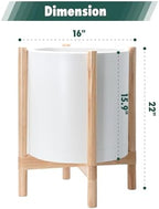 D'vine Dev Plastic Pot with Natural Wood Stand, White, 16 in, 55-C-Y-1 - Image 3