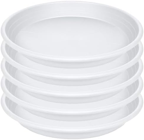 5 Pack of 14 inch Plant Saucer, Large Plant Tray, Heavy Sturdy Plant Drainage Tray for Indoors, Bird Bath Bowls, Sturdy Plastic Pot Tray for Planter (White) by Unknown