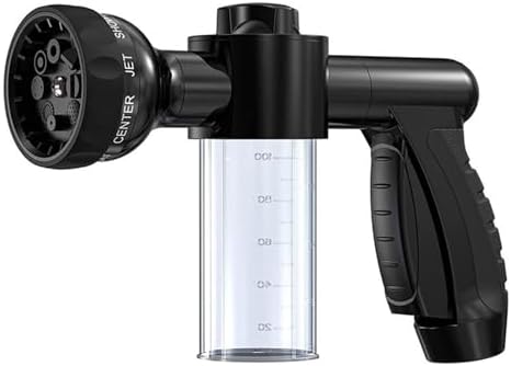 Foam Sprayer, Pressure Hose Nozzle Foam Gun 8 in 1 Jet Spray Soap Dispenser Garden Watering Horse Dog Animal Car Washing Tool Dropshipping,Car Washing(Black) by Unknown