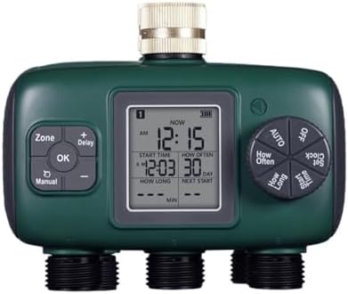 Haofy Brass Sprinkler Timer Programmable Water Timer with 3 Independent Programs Rain Delay Up to 15 Days Lock Feature for Yard Lawn Garden Flower Bed Vegetable Patch Soaker Hose (US Plug) - Image 2