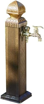 Freestanding Brass Garden Hose Holder - Vintage Outdoor Post Faucet for Car Washing & Watering, Vertical Design for Easy Access & Durable Use by Unknown