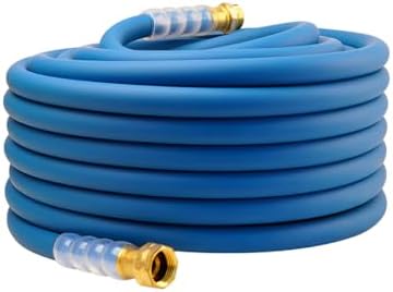 Heavy Duty Premium Garden Hose 90ft x 5/8", 300PSI Working, 1000PSI Burst, Hybrid Rubber Water Hose with Transparent Swivel Handle - Hot/Cold Water - Five Layered Braiding with Brass fittings (Blue) by Unknown