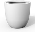 Kante 18" Dia Round Concrete Planter, Large Bowl Pot, White by Unknown