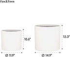 Fox & Fern Large Planter for Indoor or Outdoor, White Matte, 12 & 14.6 Inch - Image 6