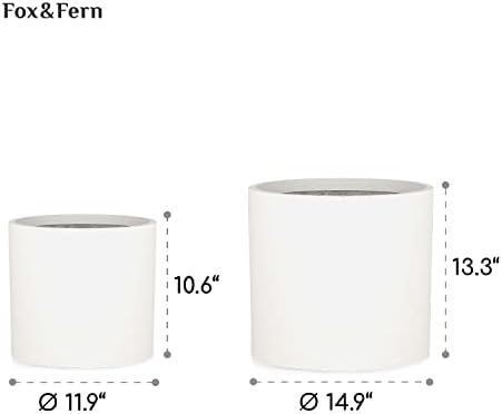 Fox & Fern Large Planter for Indoor or Outdoor, White Matte, 12 & 14.6 Inch - Image 6