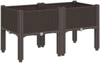 Elevated Garden Planter Box Brown PP Rattan Look 31.5x15.7x16.5 by Favemtsl