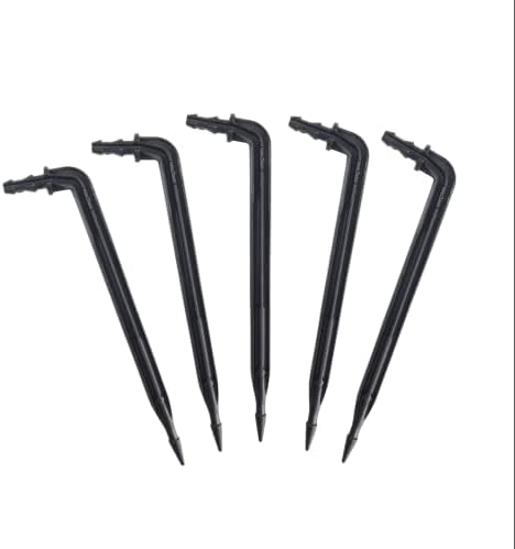 100-Pack 4" Inch Angled Drip Emitter Stake, (FITS 1/4" & 1/8" TUBING) for Precise Watering & Irrigation, Greenhouse, Container Gardening, Home Garden, and Hydroponics Growing by OneStopOutdoor