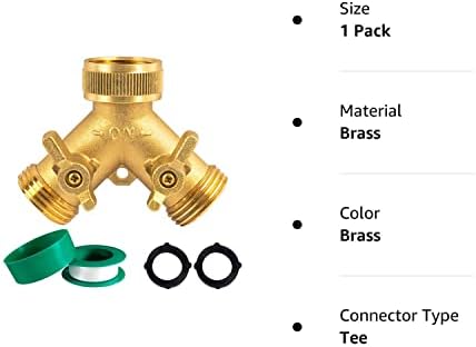 Hourleey Brass Garden Hose Splitter + Hose Extension Adapter with Coil Spring - Image 4