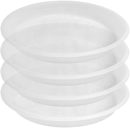 4 Pack of 16 inch Plant Saucer, Large Plant Tray, Heavy Sturdy Plant Drainage Tray for Indoors, Bird Bath Bowls, Sturdy Plastic Pot Tray for Planter (Clear) by Unknown