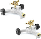 RESTMO 2 Pack Heavy Duty Full Metal Impact Sprinkler with Wheeled Base by Restmo