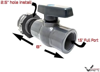 1.5" PRO SERIES PVC Ball Valve Spigot Kit with Bulkhead Fitting Adapter for Rain Barrels, IBC, and Behrens Steel Water Tanks - Image 3