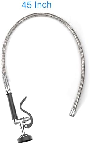 MSTJRY Spray Valve with 45" Pre Rinse Hose, Commercial Sink Sprayer Hose Pre Rinse Sprayer with Flexible Stainless Steel Hose Assembly for Commercial Kitchen Faucets, Polished Chrome(Black,3 Adapters) - Image 2