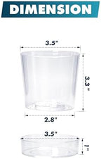 Phoenix Vine 3.5 Inch Clear Acrylic Planter Pot with Tray, Orchid Pot with Drainage Holes, Deep Saucer for Bottom Watering, Transparent Containers for Indoor Plants, Herbs, Set of 12, 91-A-D-12 - Image 3