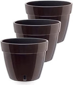 Gardenera 10.6" ASTI Self Watering Planter (Set of 3) in Black-Gold/Black - Modern Flower Pot with Water Level Indicator for All House Plants, Flowers, Herbs, Succulents and Hanging Plants by Gardenera