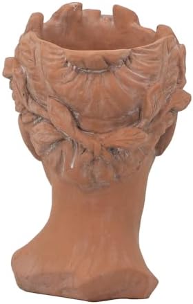 7 x 11 Visage Head Bust Planter, 11 Inch, Brown - Image 7