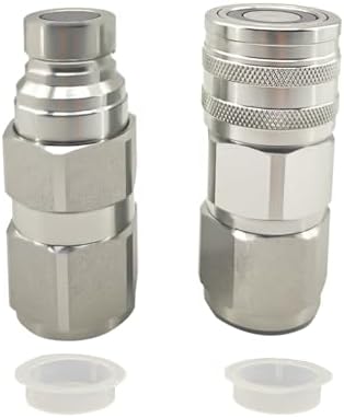Flat Face High Flow Hydraulic Quick Connect Coupler Set for Skid Steer,3/4" SAE,5/8" Body,Heavy-Duty Carbon Steel Coupling Thread with Dust Cap by LOSTAR