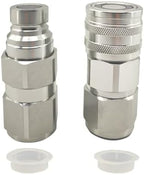 Flat Face High Flow Hydraulic Quick Connect Coupler Set for Skid Steer,3/4" SAE,5/8" Body,Heavy-Duty Carbon Steel Coupling Thread with Dust Cap by LOSTAR