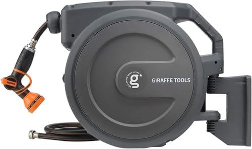 Giraffe Tools Garden Hose 100ft x 5/8", 304 Stainless Steel Metal and AW30 Garden Hose Reel Retractable 1/2" x 100 ft Wall Mounted Water Hose Reel Automatic Rewind - Image 7