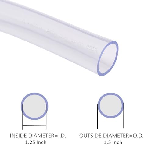 DERNORD PVC Tubing 1-1/4"ID X 1-1/2"OD Flexible Clear Vinyl Hose 5 Feet for Food Grade - Image 3