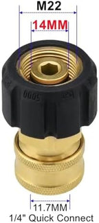 Hose Connector 6pcs Swivel M22 to 1/4" Quick Connect Hitch for High Pressure Wash Gun to Hose Adaptor Connection for Garden Fitting(M22 14MM Connect) - Image 2