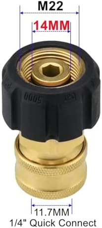 Hose Connector 6pcs Swivel M22 to 1/4" Quick Connect Hitch for High Pressure Wash Gun to Hose Adaptor Connection for Garden Fitting(M22 14MM Connect) - Image 2
