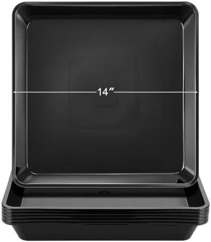 Eccliy 6 Pack Plastic Plant Saucer, Square, 14 Inch, Black by Eccliy