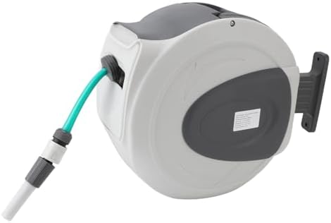Aramox Retractable Garden Hose Reel, 65.6ft 1/2inch Auto Lock Any Length, Automatic Rewind Wall Mounted Hose Reel with 9 Pattern Nozzle, for Outdoor Watering 180 Degree Swivel Bracket - Image 3