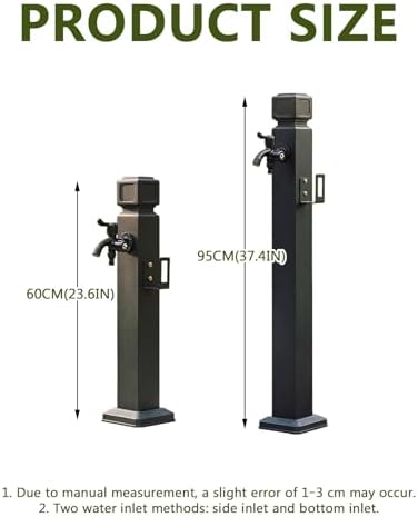 Outdoor Garden Water Column with Dual Outlet Faucet,Vertical Freestanding Aluminum Alloy Hydrant Stand with Integrated Hose Holder Hook,for Courtyards,Pet Bathing(23.6in) - Image 2