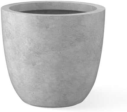Kante Large Round Bowl Pale Gray Concrete Planter 18" Dia, Outdoor by Unknown