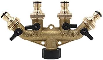 Lkq-Brass Adapter 4 Way Brass Tap Adaptor Hose Valve Manifold Hose Splitter Tap Adaptors Hose End Fittings Four Channel, 1PC, Garden Hose Connector(D) by Unknown